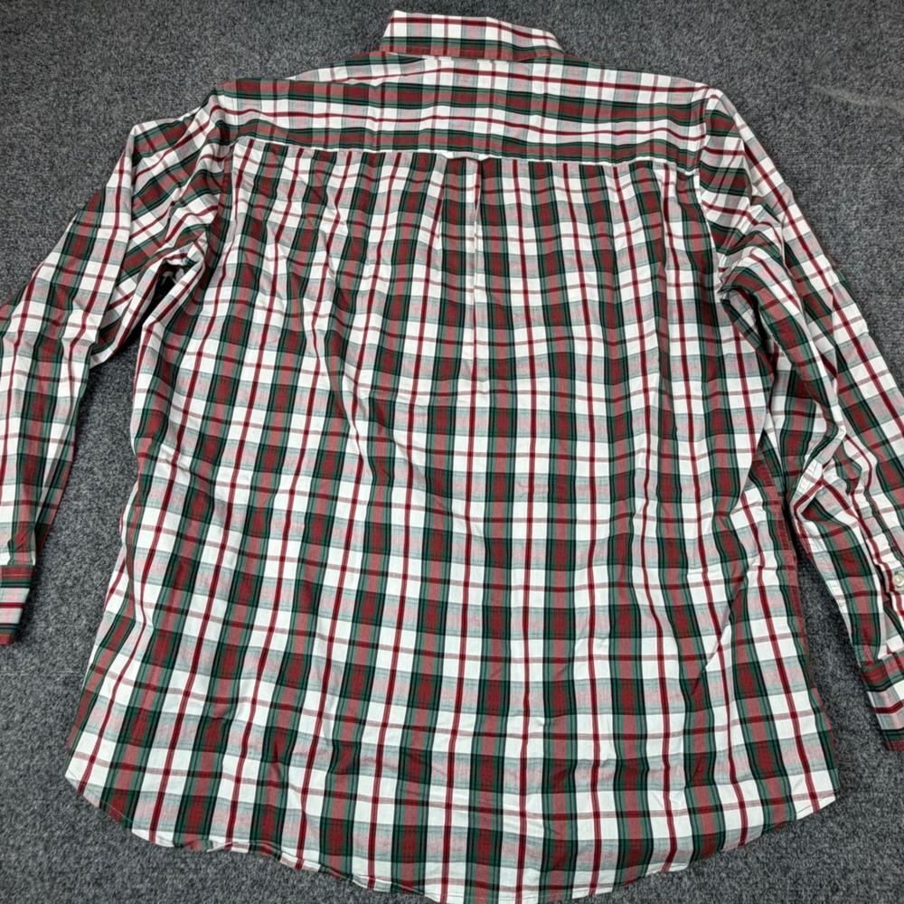 Saddlebred Mens XL Plaid Button Down Shirt Wrinkle Free Stretch Red Green White - Picture 6 of 7